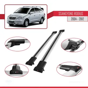 Ssangyong Rodius 2004-2012 Arası ile uyumlu FLY Model Ara Atkı Tavan Barı GRİ thumb 5