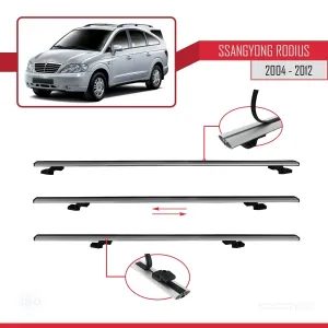 Ssangyong Rodius 2004-2012 Arası ile uyumlu Basic Model Ara Atkı Tavan Barı GRİ 3 ADET - Görsel 5