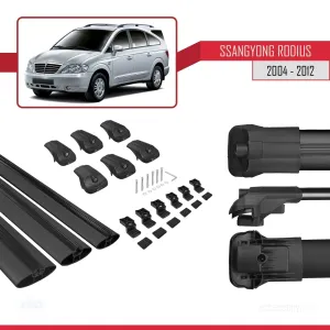 Ssangyong Rodius 2004-2012 Arası ile uyumlu ACE-1 Ara Atkı Tavan Barı SİYAH 3 ADET BAR - Görsel 5