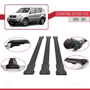 Ssangyong Rexton Y250 2006-2012 Arası ile uyumlu FLY Model Ara Atkı Tavan Barı SİYAH 3 ADET BAR thumb 5