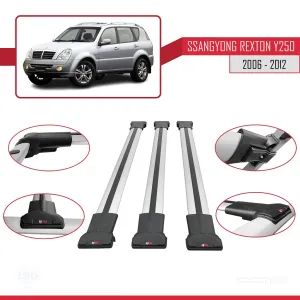 Ssangyong Rexton Y250 2006-2012 Arası ile uyumlu FLY Model Ara Atkı Tavan Barı GRİ 3 ADET BAR thumb 5