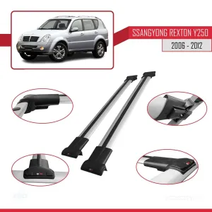 Ssangyong Rexton Y250 2006-2012 Arası ile uyumlu FLY Model Ara Atkı Tavan Barı GRİ - Görsel 5