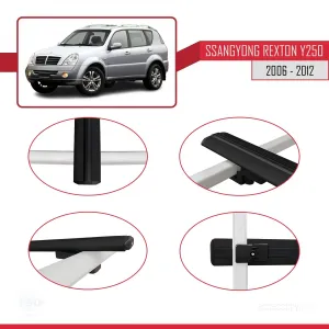 Ssangyong Rexton Y250 2006-2012 Arası ile uyumlu Basic Model Ara Atkı Tavan Barı SİYAH 3 ADET thumb 4