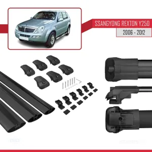 Ssangyong Rexton Y250 2006-2012 Arası ile uyumlu ACE-1 Ara Atkı Tavan Barı SİYAH 3 ADET BAR thumb 5
