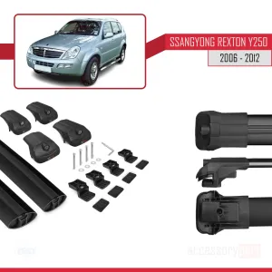 Ssangyong Rexton Y250 2006-2012 Arası ile uyumlu ACE-1 Ara Atkı Tavan Barı SİYAH thumb 5