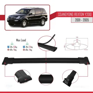 Ssangyong Rexton Y200 2001-2005 Arası ile uyumlu FLY Model Ara Atkı Tavan Barı SİYAH - Görsel 4