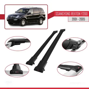 Ssangyong Rexton Y200 2001-2005 Arası ile uyumlu FLY Model Ara Atkı Tavan Barı SİYAH - Görsel 5