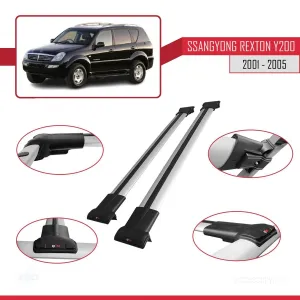 Ssangyong Rexton Y200 2001-2005 Arası ile uyumlu FLY Model Ara Atkı Tavan Barı GRİ - Görsel 5