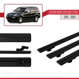 Ssangyong Rexton Y200 2001-2005 Arası ile uyumlu Basic Model Ara Atkı Tavan Barı SİYAH 3 ADET thumb 3