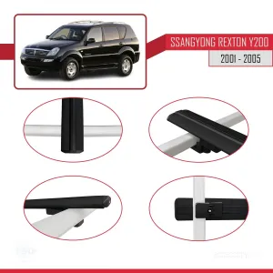 Ssangyong Rexton Y200 2001-2005 Arası ile uyumlu Basic Model Ara Atkı Tavan Barı SİYAH 3 ADET thumb 4