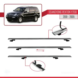 Ssangyong Rexton Y200 2001-2005 Arası ile uyumlu Basic Model Ara Atkı Tavan Barı GRİ 3 ADET thumb 5