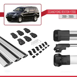 Ssangyong Rexton Y200 2001-2005 Arası ile uyumlu ACE-1 Ara Atkı Tavan Barı GRİ 3 ADET BAR thumb 5