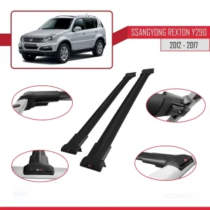 Ssangyong Rexton (Y290) 2012-2017 Arası ile uyumlu FLY Model Ara Atkı Tavan Barı SİYAH - Görsel 5