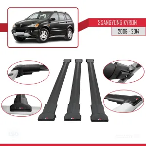 Ssangyong Kyron 2006-2014 Arası ile uyumlu FLY Model Ara Atkı Tavan Barı SİYAH 3 ADET BAR - Görsel 5