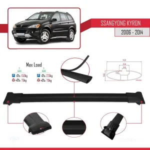 Ssangyong Kyron 2006-2014 Arası ile uyumlu FLY Model Ara Atkı Tavan Barı SİYAH thumb 4