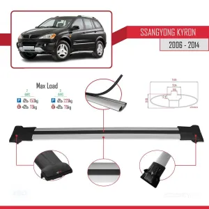 Ssangyong Kyron 2006-2014 Arası ile uyumlu FLY Model Ara Atkı Tavan Barı GRİ - Görsel 4