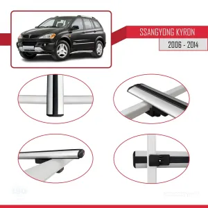 Ssangyong Kyron 2006-2014 Arası ile uyumlu Basic Model Ara Atkı Tavan Barı GRİ 3 ADET - Görsel 4