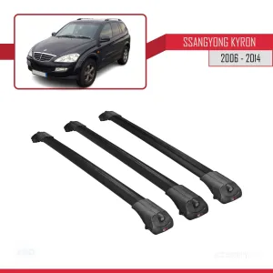 Ssangyong Kyron 2006-2014 Arası ile uyumlu ACE-1 Ara Atkı Tavan Barı SİYAH 3 ADET BAR thumb 3