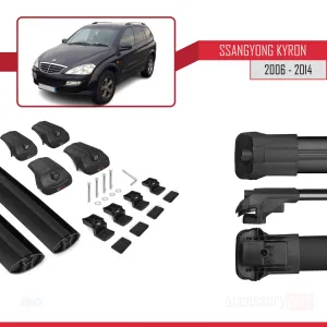 Ssangyong Kyron 2006-2014 Arası ile uyumlu ACE-1 Ara Atkı Tavan Barı SİYAH - Görsel 5