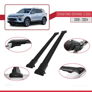 Ssangyong Korando (C300) 2020 ve Sonrası ile Uyumlu FLY Model Ara Atkı Tavan Barı SİYAH - Görsel 5