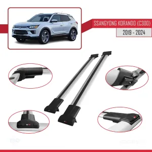 Ssangyong Korando (C300) 2020 ve Sonrası ile Uyumlu FLY Model Ara Atkı Tavan Barı GRİ - Görsel 5