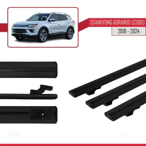 Ssangyong Korando (C300) 2019 ve Sonrası ile uyumlu Basic Model Ara Atkı Tavan Barı SİYAH 3 ADET thumb 5