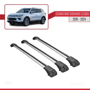 Ssangyong Korando (C300) 2019 ve Sonrası ile uyumlu ACE-1 Ara Atkı Tavan Barı GRİ 3 ADET BAR thumb 3