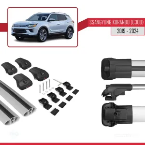 Ssangyong Korando (C300) 2019 ve Sonrası ile uyumlu ACE-1 Ara Atkı Tavan Barı GRİ thumb 5