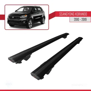 Ssangyong Korando (C) 2010-2019 Arası ile uyumlu HOOK Model Anahtar Kilitli Ara Atkı Tavan Barı SİYAH thumb 4