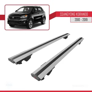 Ssangyong Korando (C) 2010-2019 Arası ile uyumlu HOOK Model Anahtar Kilitli Ara Atkı Tavan Barı GRİ thumb 4