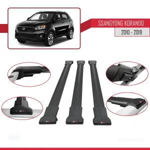 Ssangyong Korando (C) 2010-2019 (C200) Arası ile Uyumlu FLY Model Ara Atkı Tavan Barı SİYAH 3 ADET BAR - Görsel 5