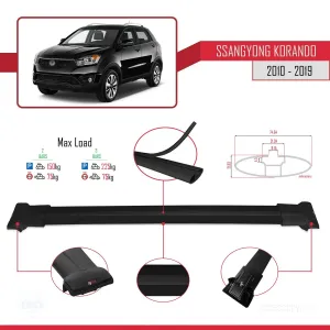 Ssangyong Korando (C) 2010-2019 (C200) Arası ile uyumlu FLY Model Ara Atkı Tavan Barı SİYAH - Görsel 4
