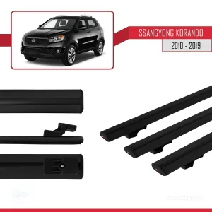 Ssangyong Korando (C) 2010-2019 (C200) Arası ile uyumlu Basic Model Ara Atkı Tavan Barı SİYAH 3 ADET - Görsel 3