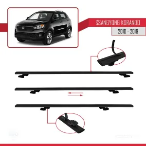 Ssangyong Korando (C) 2010-2019 (C200) Arası ile uyumlu Basic Model Ara Atkı Tavan Barı SİYAH 3 ADET - Görsel 5