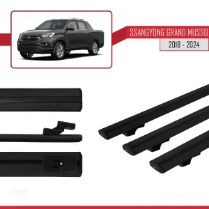 Ssangyong Grand Musso 2018 ve Sonrası ile uyumlu Basic Model Ara Atkı Tavan Barı SİYAH 3 ADET - Görsel 5