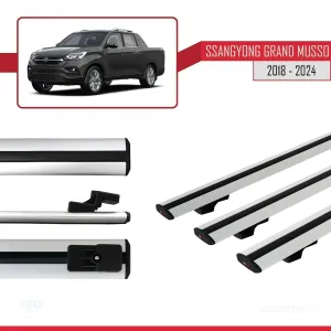 Ssangyong Grand Musso 2018 ve Sonrası ile uyumlu Basic Model Ara Atkı Tavan Barı GRİ 3 ADET thumb 5