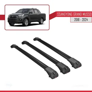 Ssangyong Grand Musso 2018 ve Sonrası ile uyumlu ACE-1 Ara Atkı Tavan Barı SİYAH 3 ADET BAR thumb 3