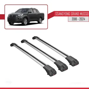Ssangyong Grand Musso 2018 ve Sonrası ile uyumlu ACE-1 Ara Atkı Tavan Barı GRİ 3 ADET BAR thumb 3