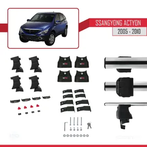 Ssangyong Actyon 2005-2010 Arası ile uyumlu ACE-4 Ara Atkı Tavan Barı GRİ - Görsel 4