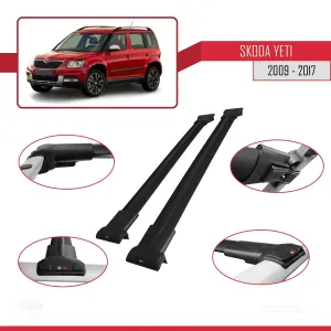 Skoda Yeti 2009-2017 Arası ile Uyumlu FLY Model Ara Atkı Tavan Barı SİYAH thumb 5