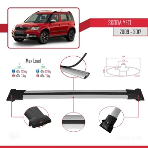 Skoda Yeti 2009-2017 Arası ile Uyumlu FLY Model Ara Atkı Tavan Barı GRİ 3 ADET BAR - Görsel 4