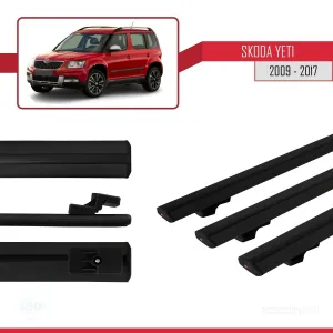 Skoda Yeti 2009-2017 Arası  ile uyumlu Basic Model Ara Atkı Tavan Barı SİYAH 3 ADET - Görsel 3
