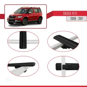 Skoda Yeti 2009-2017 Arası  ile uyumlu Basic Model Ara Atkı Tavan Barı SİYAH 3 ADET - Görsel 4