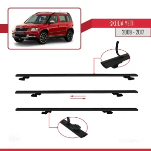 Skoda Yeti 2009-2017 Arası  ile uyumlu Basic Model Ara Atkı Tavan Barı SİYAH 3 ADET - Görsel 5