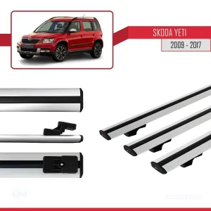 Skoda Yeti 2009-2017 Arası  ile uyumlu Basic Model Ara Atkı Tavan Barı GRİ 3 ADET - Görsel 3