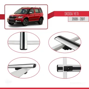 Skoda Yeti 2009-2017 Arası  ile uyumlu Basic Model Ara Atkı Tavan Barı GRİ 3 ADET - Görsel 4