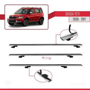 Skoda Yeti 2009-2017 Arası  ile uyumlu Basic Model Ara Atkı Tavan Barı GRİ 3 ADET - Görsel 5