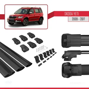 Skoda Yeti 2009-2017 Arası  ile uyumlu ACE-1 Ara Atkı Tavan Barı SİYAH 3 ADET BAR thumb 5