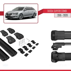 Skoda SuperB SW 2015-2020 Arası ile uyumlu ACE-1 Ara Atkı Tavan Barı SİYAH thumb 5