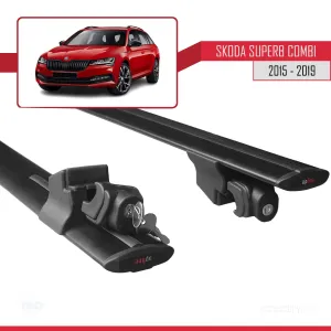 Skoda Superb SW / Estate 2015-2019 Arası ile uyumlu HOOK Model Anahtar Kilitli Ara Atkı Tavan Barı SİYAH thumb 5